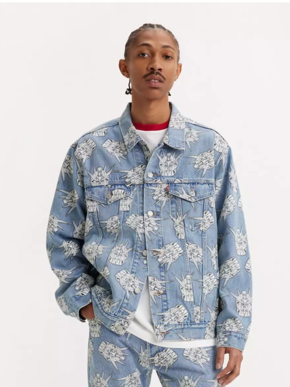 EUC Levi's X Gundam Seed Relaxed Trucker Jacket Men's XL Starfighter Denim